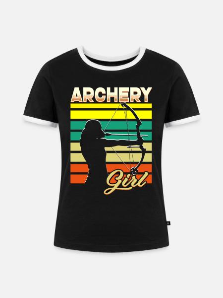 Bogenschiessen Frauen Bogenschützin - Frauen Kontrast-T-Shirt - Schwarz/Weiß