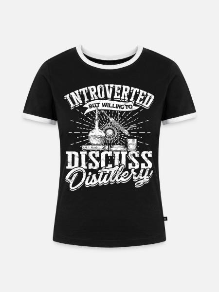 schnaps whiskey brennen schnapsbrenner geschenkide - Frauen Kontrast-T-Shirt - Schwarz/Weiß