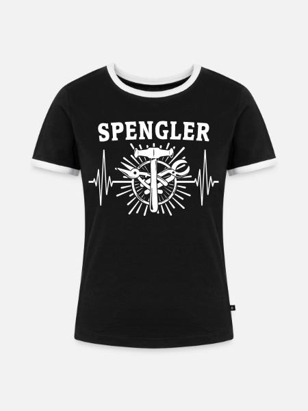 Spengler Bauspengler Karosseriespengler - Frauen Kontrast-T-Shirt - Schwarz/Weiß