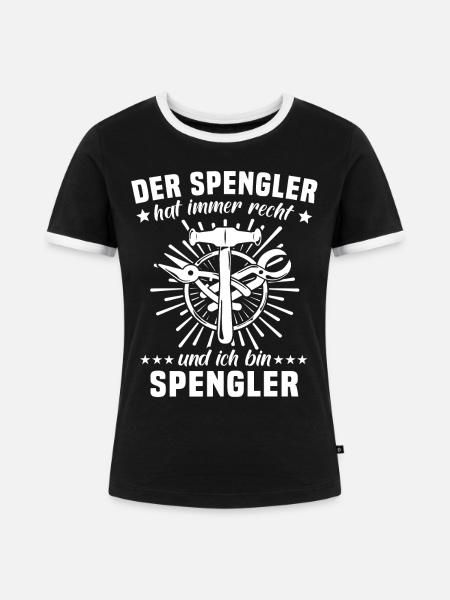 Spengler Bauspengler Karosseriespengler - Frauen Kontrast-T-Shirt - Schwarz/Weiß
