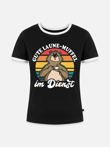 Bär Kaffee Bärchen - Frauen Kontrast-T-Shirt - Schwarz/Weiß