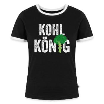 Grünkohl Norddeutschland Kohl Kohlfahrt Norden - Frauen Kontrast-T-Shirt - Schwarz/Weiß - Vorne - Selfina (174cm)