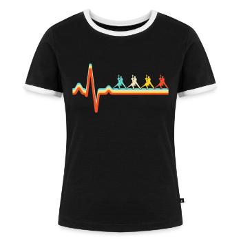 Tanzen Retro Herzschlag - Frauen Kontrast-T-Shirt - Schwarz/Weiß - Vorne - Selfina (174cm)
