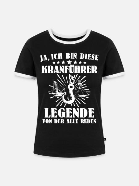 Kranfahrer Kranführer Kran Fahren - Frauen Kontrast-T-Shirt - Schwarz/Weiß