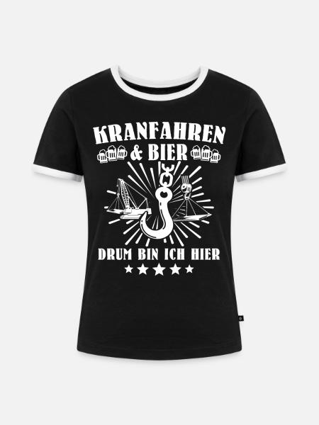 Kranführer Kran Kranfahrer - Frauen Kontrast-T-Shirt - Schwarz/Weiß