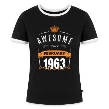 Februar 1963 geboren - Frauen Kontrast-T-Shirt - Schwarz/Weiß - Vorne - Selfina (174cm)