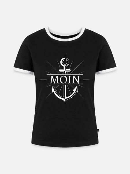 Moin - Frauen Kontrast-T-Shirt - Schwarz/Weiß