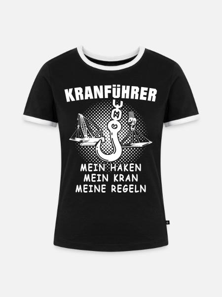 Kranfahrer Kran Kranfuehrer - Frauen Kontrast-T-Shirt - Schwarz/Weiß