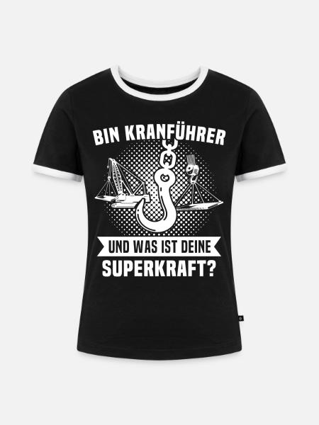 Kranfuehrer Kran Kranfahrer - Frauen Kontrast-T-Shirt - Schwarz/Weiß