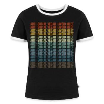 Anti-soziale Veganer Ich vermeide Treffen mit Vega - Frauen Kontrast-T-Shirt - Schwarz/Weiß - Vorne - Selfina (174cm)