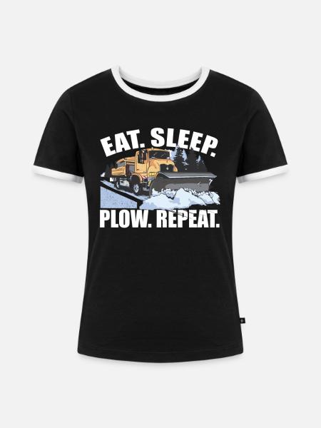 Eat Sleep Plow Repeat - Frauen Kontrast-T-Shirt - Schwarz/Weiß