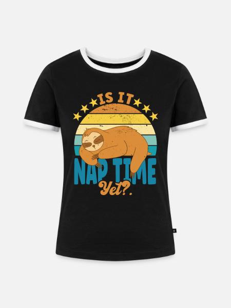Nap Time Faultier - Frauen Kontrast-T-Shirt - Schwarz/Weiß