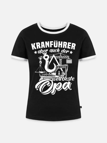 Kranfahrer Opa Kran - Frauen Kontrast-T-Shirt - Schwarz/Weiß