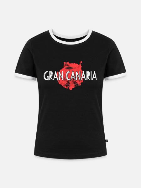 Gran Canaria - Frauen Kontrast-T-Shirt - Schwarz/Weiß