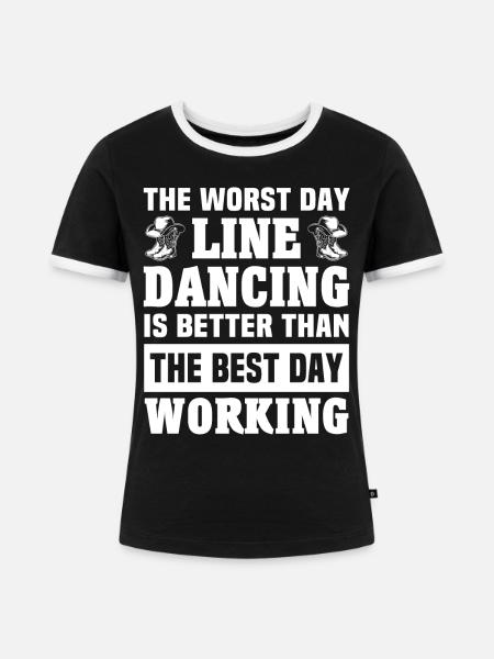 Line Dancing Line Dance - Frauen Kontrast-T-Shirt - Schwarz/Weiß