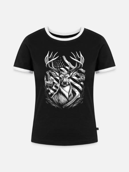 Jäger & Jägerinnen - Frauen Kontrast-T-Shirt - Schwarz/Weiß