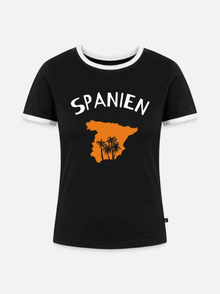 Spanien - Frauen Kontrast-T-Shirt - Schwarz/Weiß