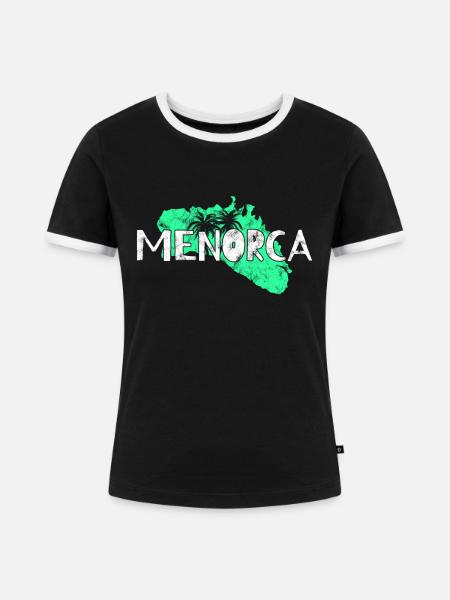 Menorca - Frauen Kontrast-T-Shirt - Schwarz/Weiß
