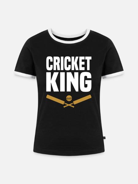 Cricket Spieler sport - Frauen Kontrast-T-Shirt - Schwarz/Weiß