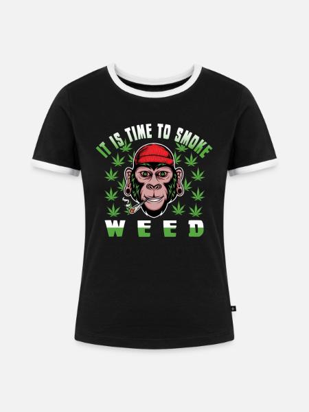 Kiffen Weed Spruch - Frauen Kontrast-T-Shirt - Schwarz/Weiß