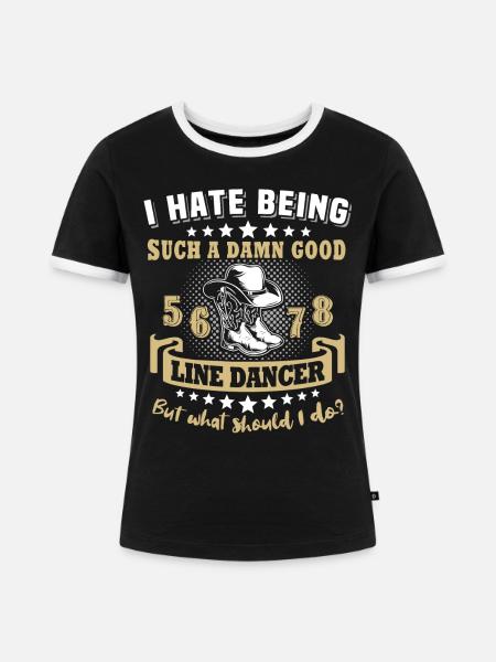 Line Dancing - Frauen Kontrast-T-Shirt - Schwarz/Weiß