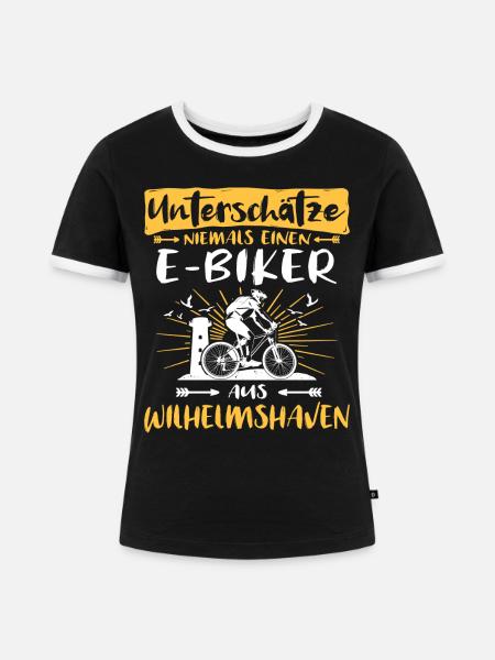 Wilhelmshaven Ebike Wilhelmshavener Ebiker - Frauen Kontrast-T-Shirt - Schwarz/Weiß