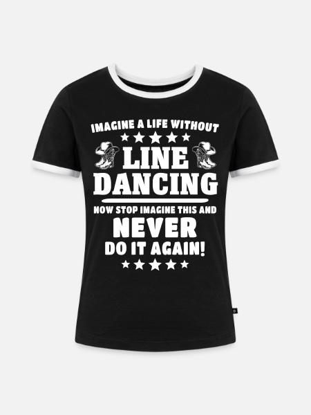 Line Dancing Line Dance - Frauen Kontrast-T-Shirt - Schwarz/Weiß