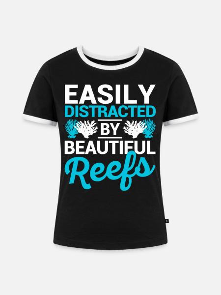 Lustiger Meeresbiologe Korallenriff - Frauen Kontrast-T-Shirt - Schwarz/Weiß