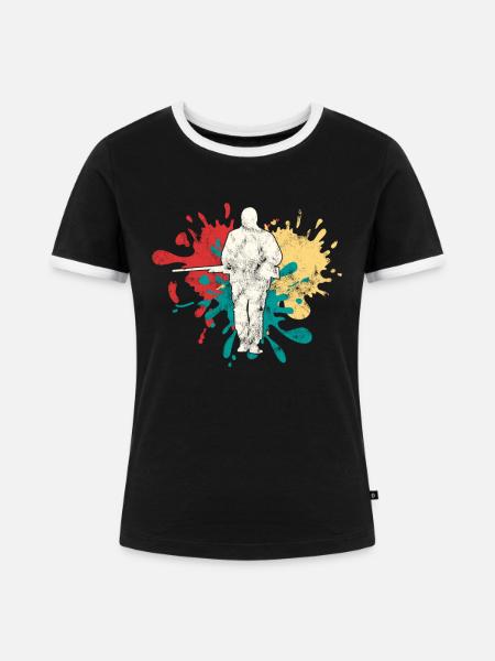 Jäger Jagen Silhouette - Frauen Kontrast-T-Shirt - Schwarz/Weiß