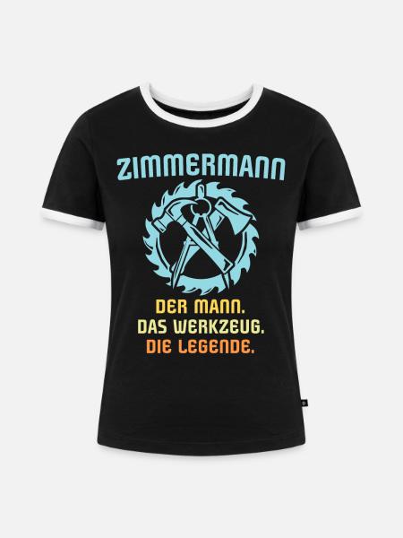 Zimmermann Job Zimmerer - Frauen Kontrast-T-Shirt - Schwarz/Weiß