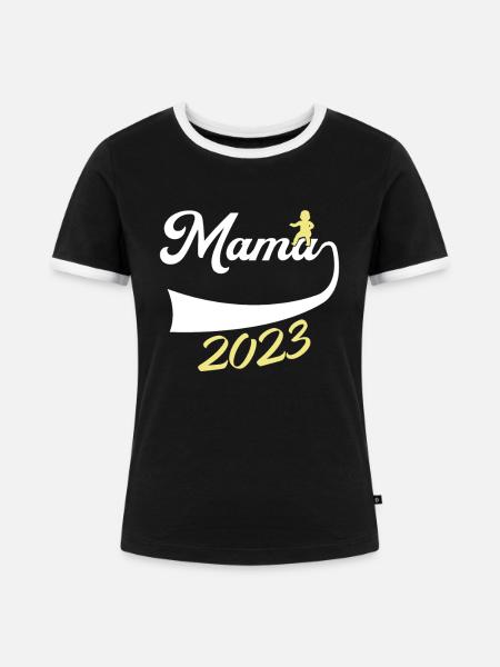 werdende Mama 2023 Geschenk - Frauen Kontrast-T-Shirt - Schwarz/Weiß