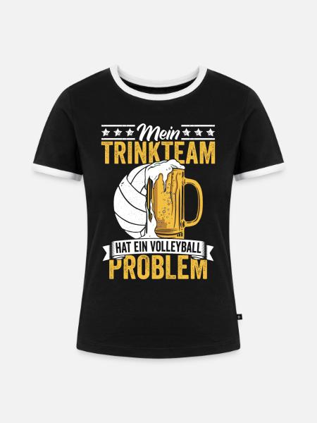 Volleyball Trinkteam - Frauen Kontrast-T-Shirt - Schwarz/Weiß