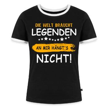 Legende Sprüche Legenden - Frauen Kontrast-T-Shirt - Schwarz/Weiß - Vorne - Selfina (174cm)