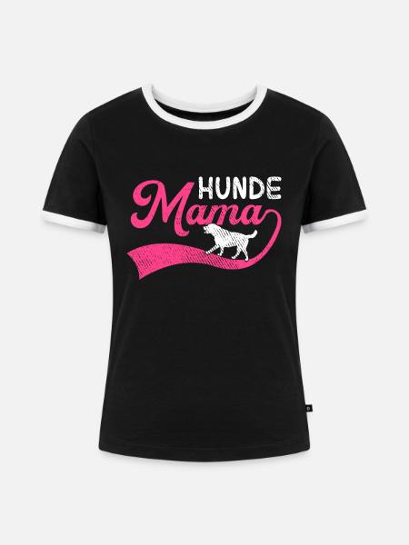 Hunde Mama - Frauen Kontrast-T-Shirt - Schwarz/Weiß
