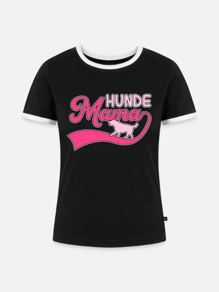 Hunde Mama - Frauen Kontrast-T-Shirt - Schwarz/Weiß