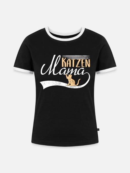 Katzen Mama - Frauen Kontrast-T-Shirt - Schwarz/Weiß