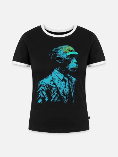 Affe Geschenkidee Monkey Zoo - Frauen Kontrast-T-Shirt - Schwarz/Weiß