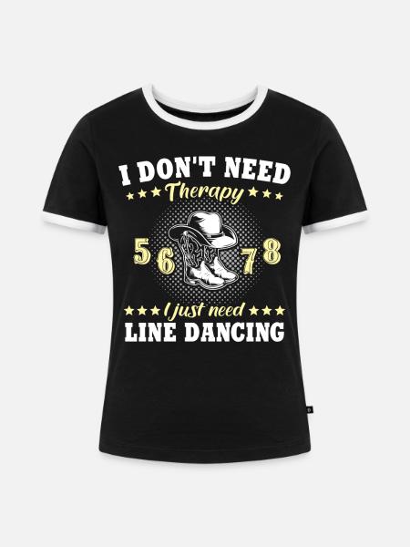 Line Dancing - Frauen Kontrast-T-Shirt - Schwarz/Weiß