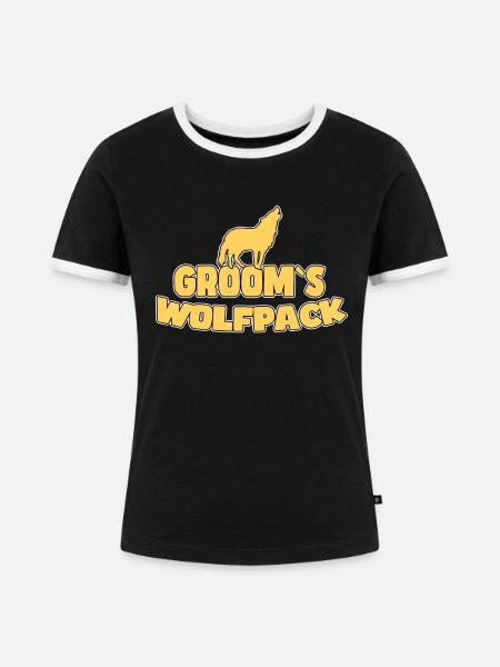 Bräutigam`s Wolfsrudel - Frauen Kontrast-T-Shirt - Schwarz/Weiß