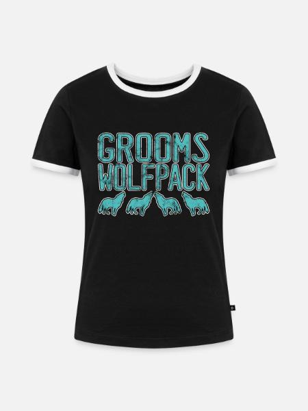 Bräutigam`s Wolfsrudel - Frauen Kontrast-T-Shirt - Schwarz/Weiß