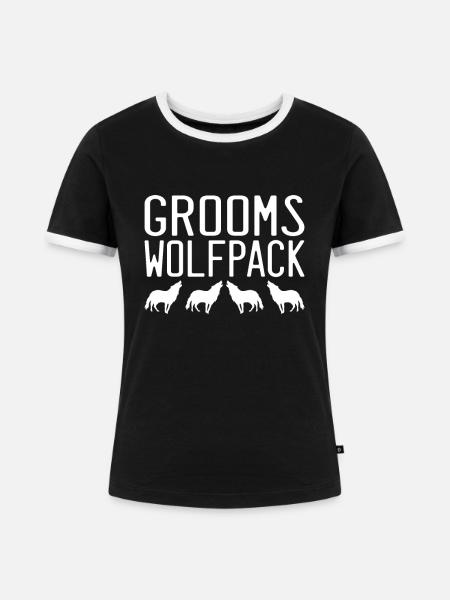 Bräutigam`s Wolfsrudel - Frauen Kontrast-T-Shirt - Schwarz/Weiß