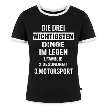 Motorsport - Frauen Kontrast-T-Shirt - Schwarz/Weiß - Vorne - Selfina (174cm)