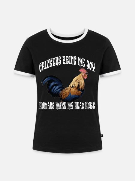 Hühner Farm - Frauen Kontrast-T-Shirt - Schwarz/Weiß