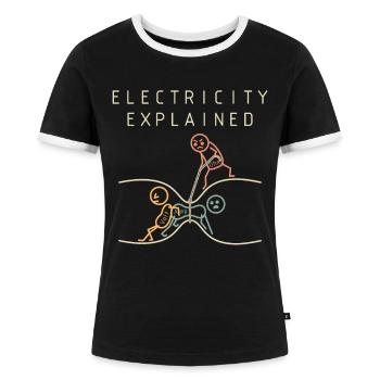 Elektrizität Erklärt Physik - Frauen Kontrast-T-Shirt - Schwarz/Weiß - Vorne - Selfina (174cm)