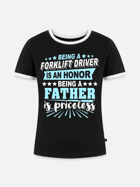 Gabelstapler Papa Staplerfahrer - Frauen Kontrast-T-Shirt - Schwarz/Weiß