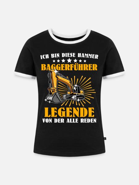 Baggerfuehrer Baggerfahrer - Frauen Kontrast-T-Shirt - Schwarz/Weiß