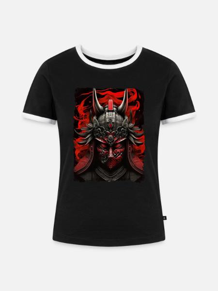 Samurai Japan Kultur - Frauen Kontrast-T-Shirt - Schwarz/Weiß
