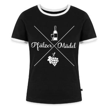 Pfalz Pfälzer Rheinland Pfalz - Frauen Kontrast-T-Shirt - Schwarz/Weiß - Vorne - Selfina (174cm)
