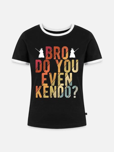 Japanischer Schwertkampf Kendo - Frauen Kontrast-T-Shirt - Schwarz/Weiß