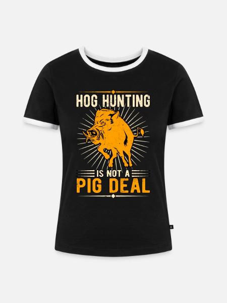 Wildschweinjagd Wildschweinjäger - Frauen Kontrast-T-Shirt - Schwarz/Weiß